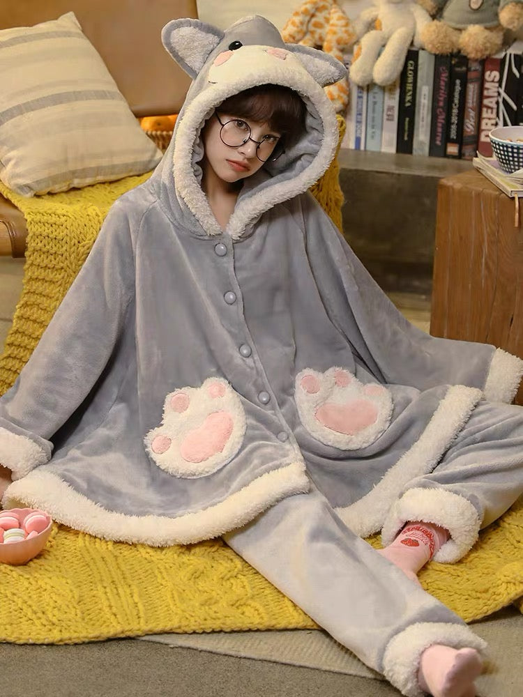 Cuddly Hamster Cozy Winter Flannel Sleepwear Pajama Set-ntbhshop