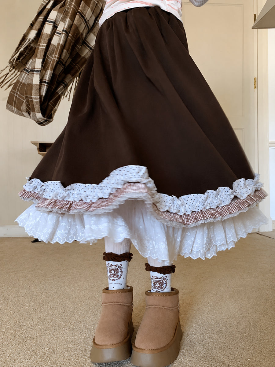 Choco Latte Ruffle Skirt-Bottoms-ntbhshop