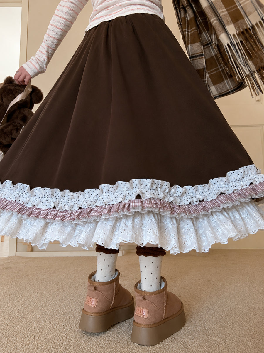 Choco Latte Ruffle Skirt-Bottoms-ntbhshop