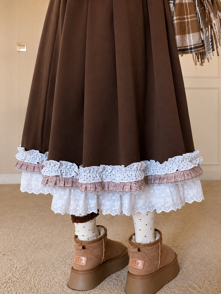 Choco Latte Ruffle Skirt-Bottoms-ntbhshop