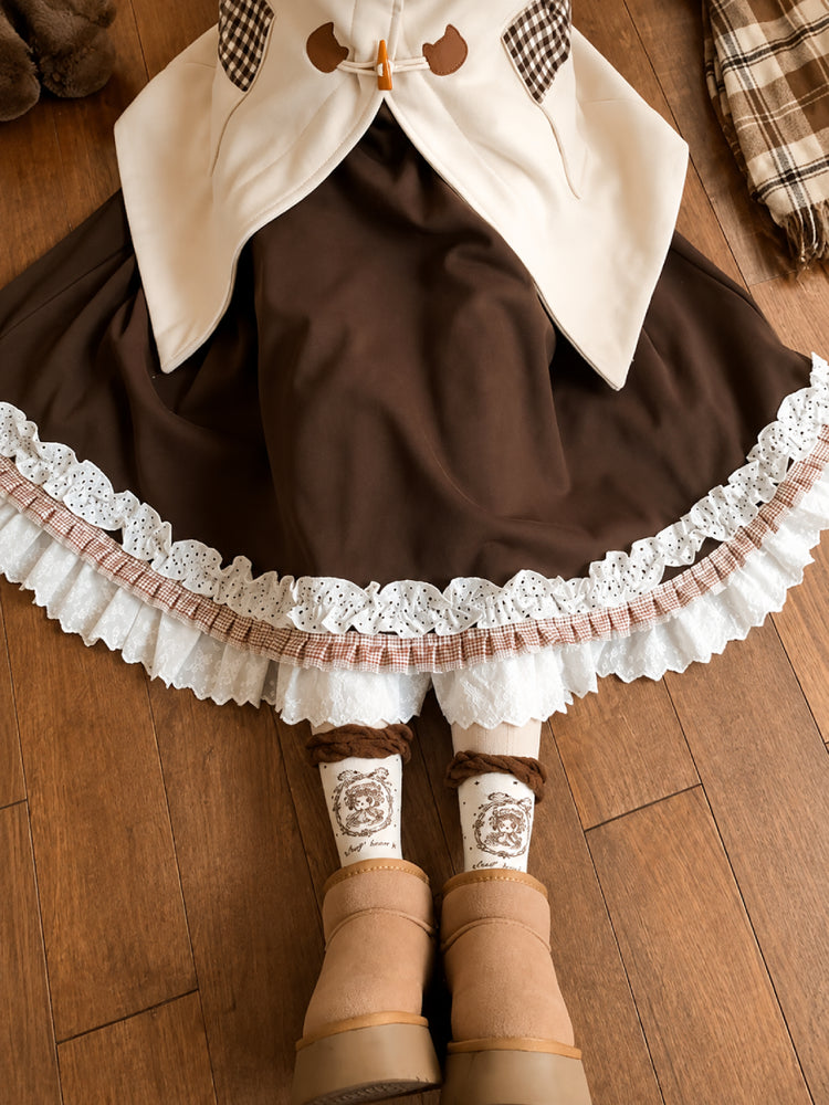 Choco Latte Ruffle Skirt-Bottoms-ntbhshop