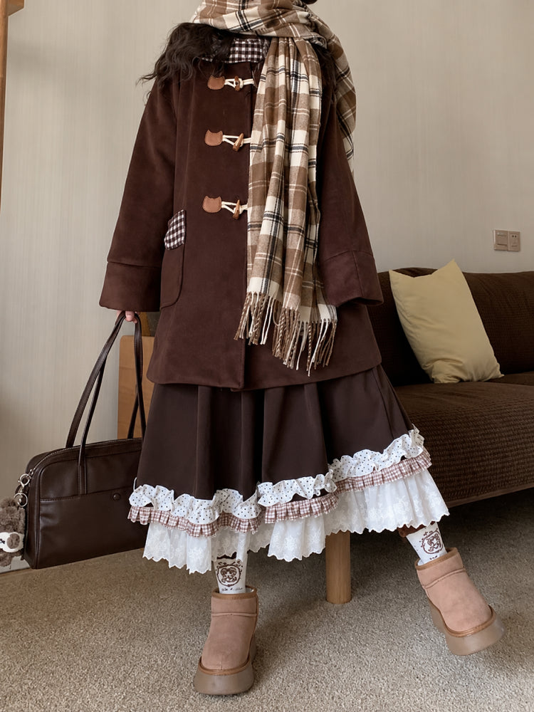 Choco Latte Ruffle Skirt-Bottoms-ntbhshop