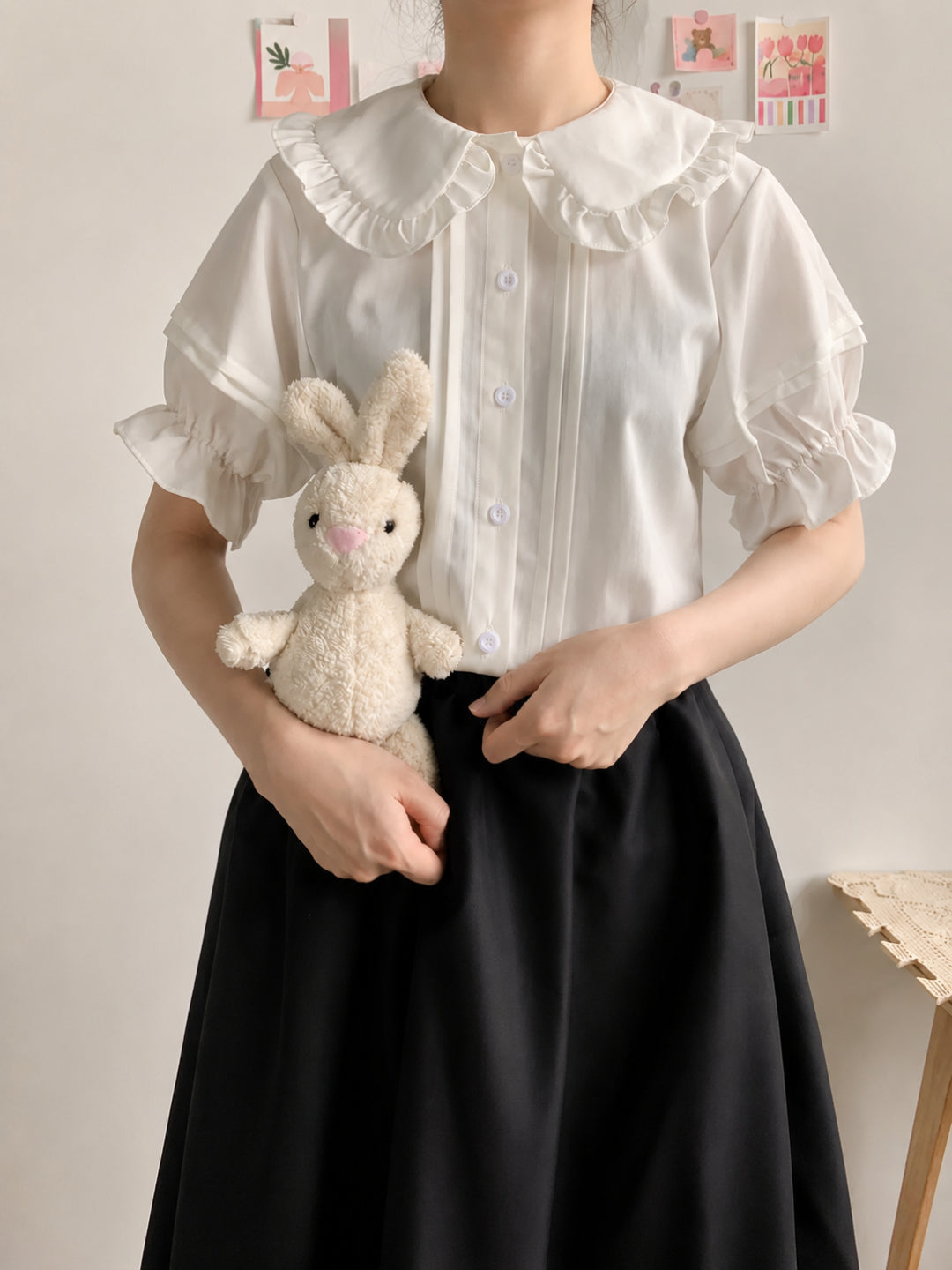 Creamy Puff Doll Blouse-Sets-ntbhshop