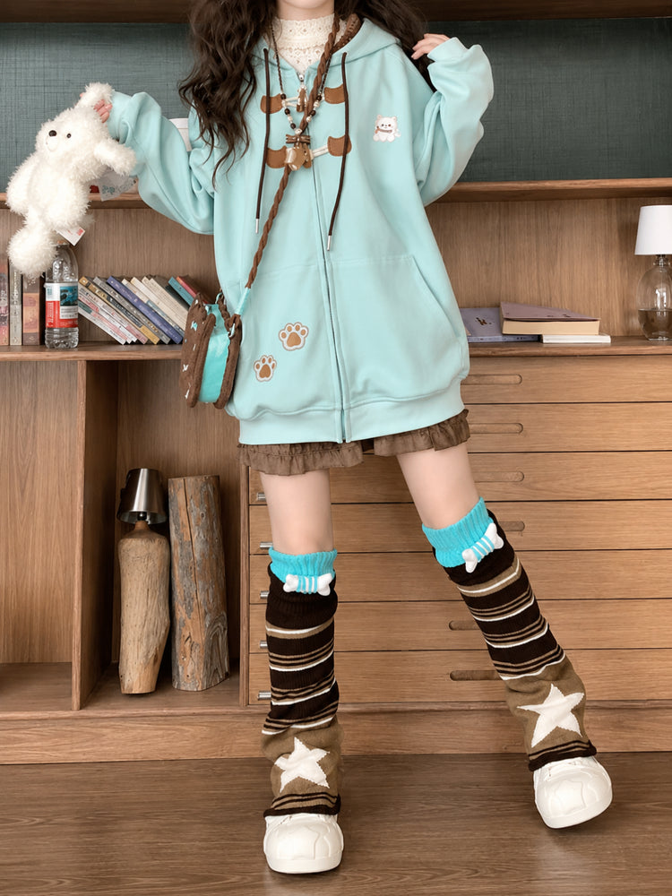 Chocomint Cat Hooded Jacket-Outerwear-ntbhshop