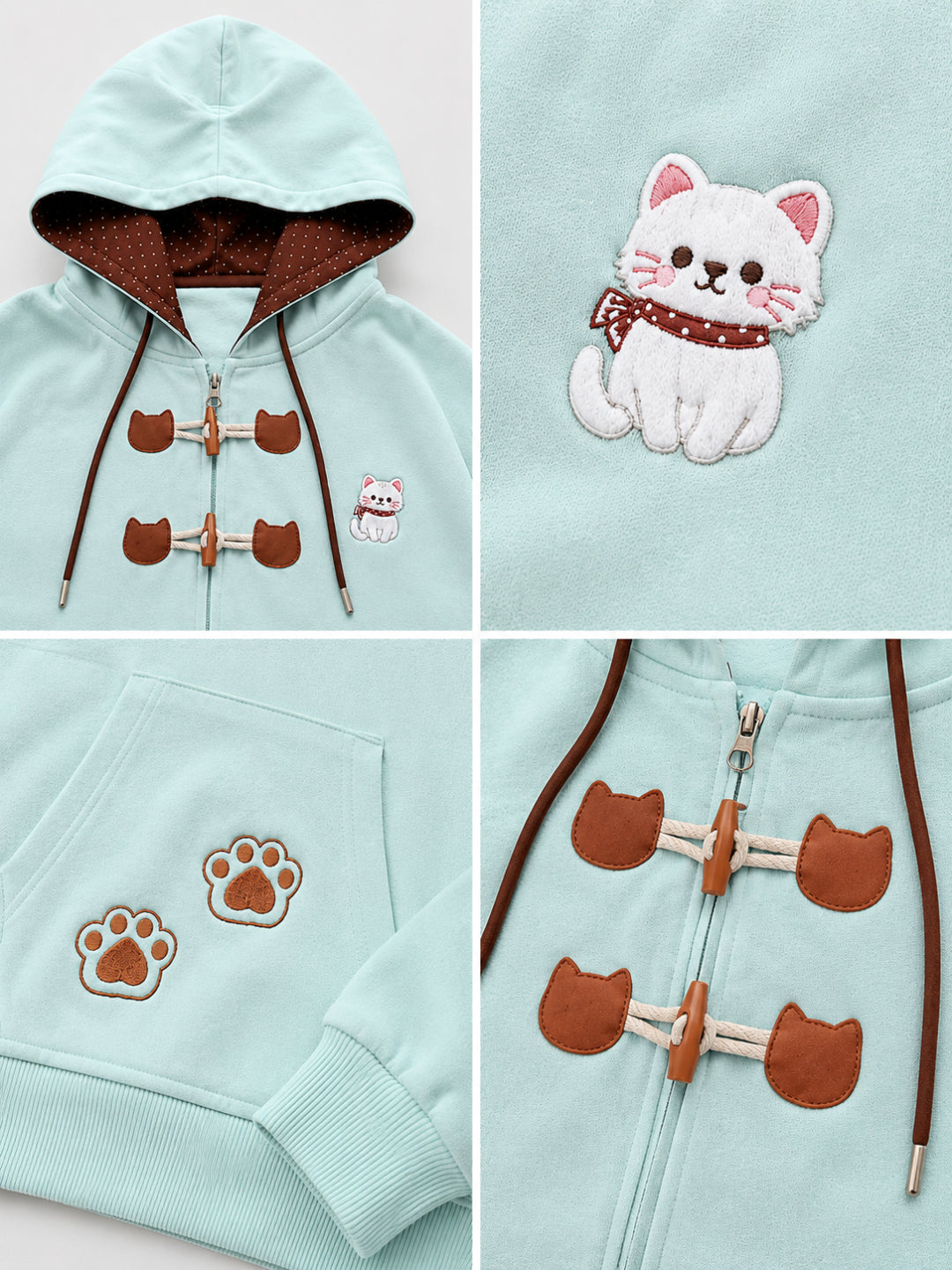 Chocomint Cat Hooded Jacket-Outerwear-ntbhshop