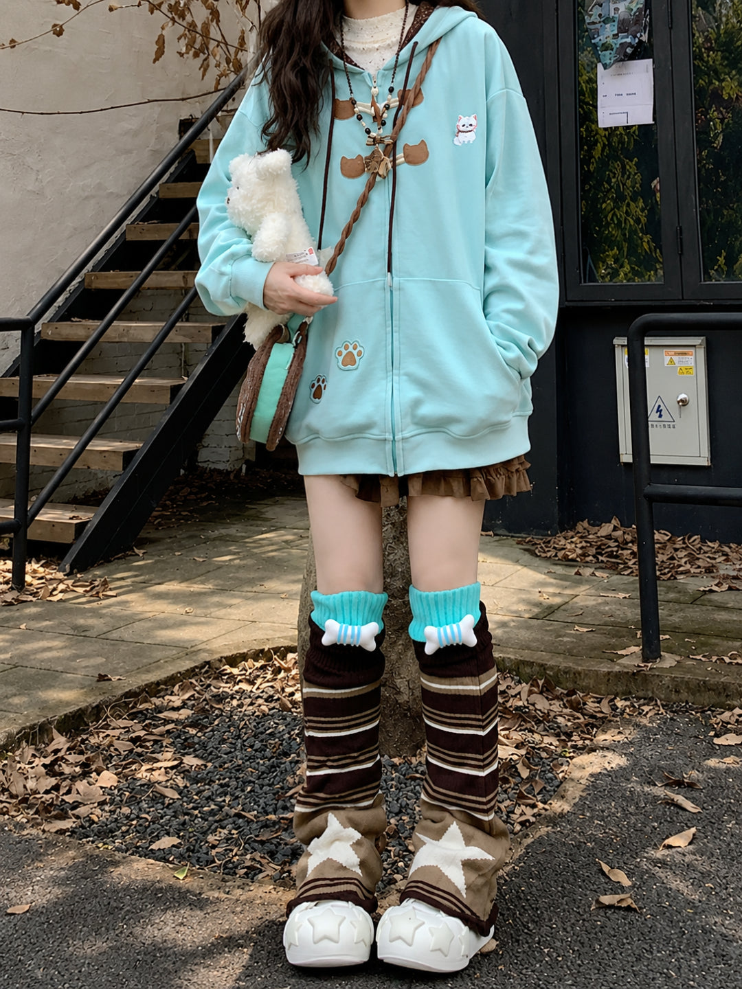 Chocomint Cat Hooded Jacket-Outerwear-ntbhshop