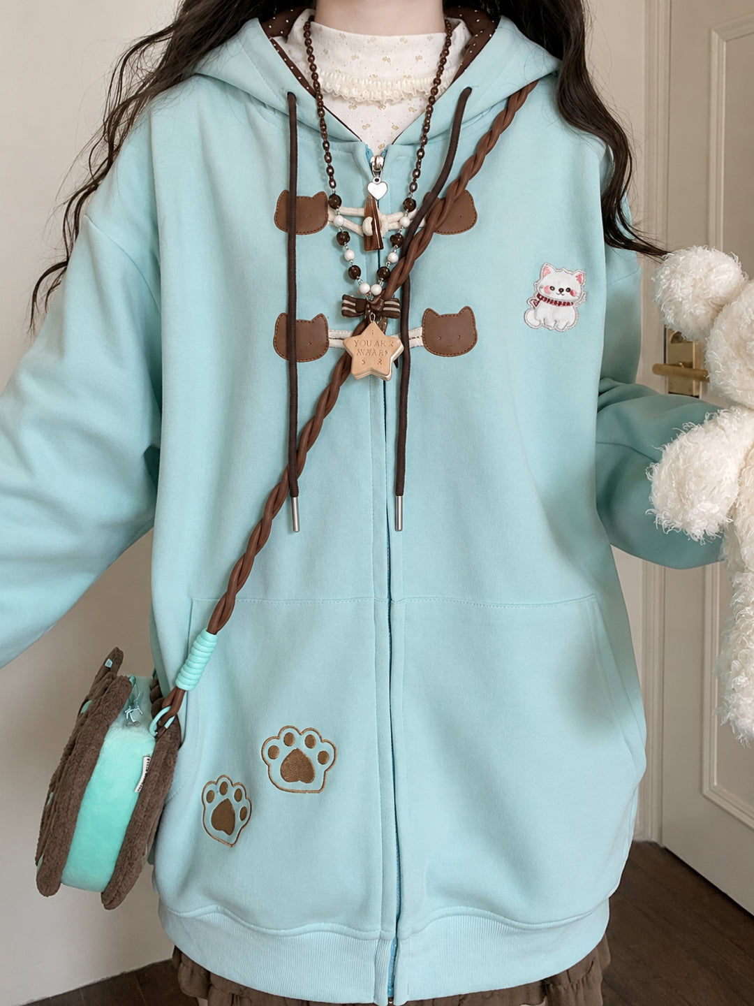 Chocomint Cat Hooded Jacket-Outerwear-ntbhshop