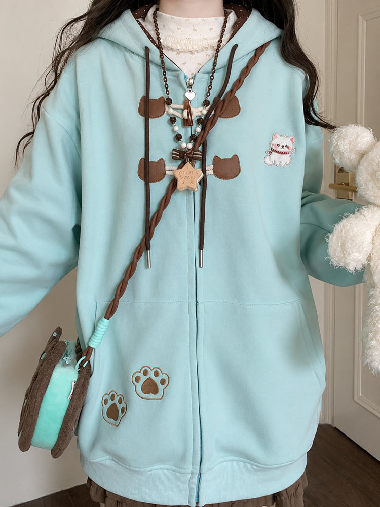 Chocomint Cat Hooded Jacket-Outerwear-ntbhshop