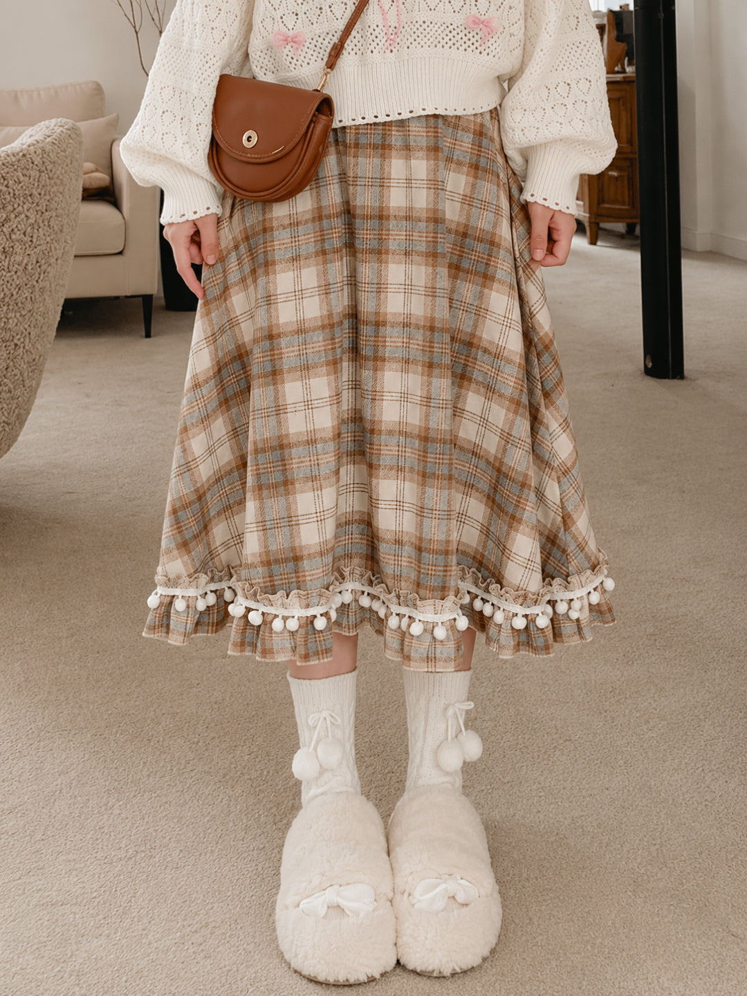 Autumn Pom Pom Skirt-Bottoms-ntbhshop