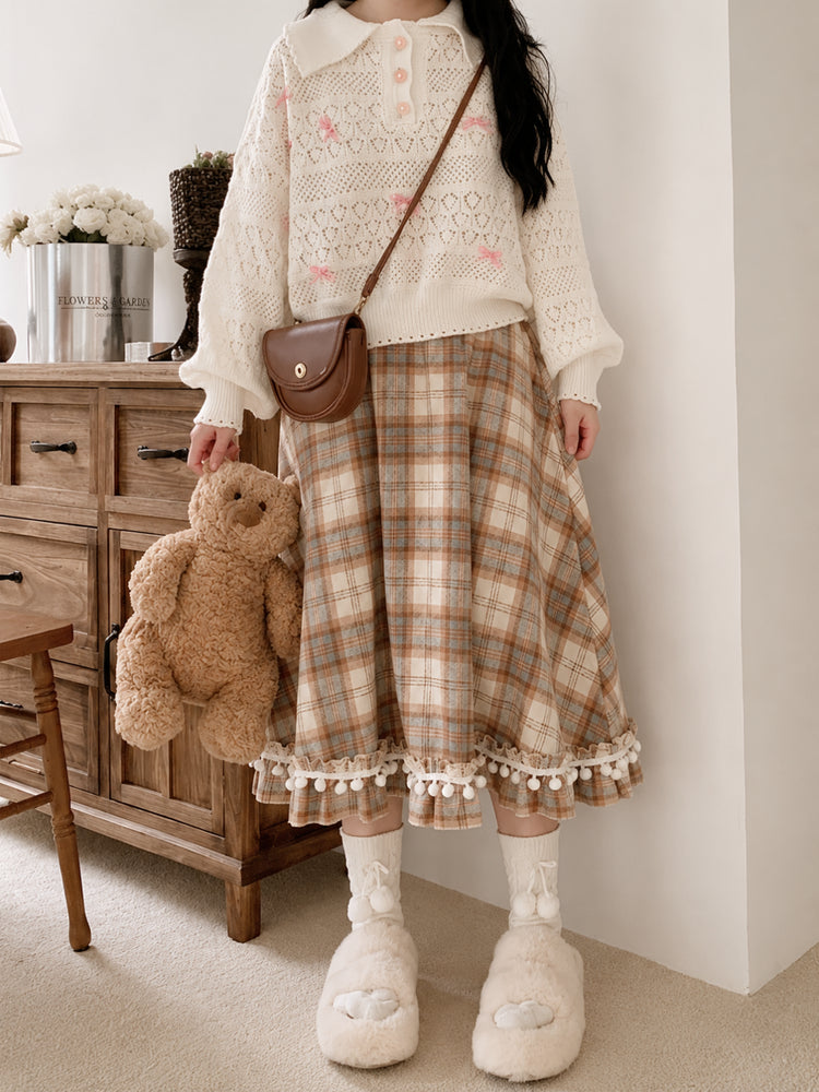 Autumn Pom Pom Skirt-Bottoms-ntbhshop