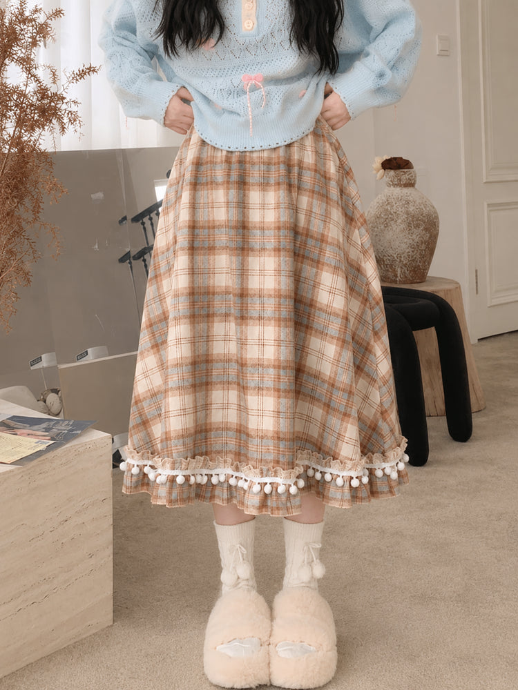Autumn Pom Pom Skirt-Bottoms-ntbhshop