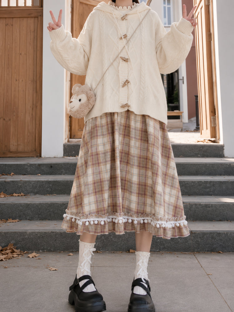 Autumn Pom Pom Skirt-Bottoms-ntbhshop