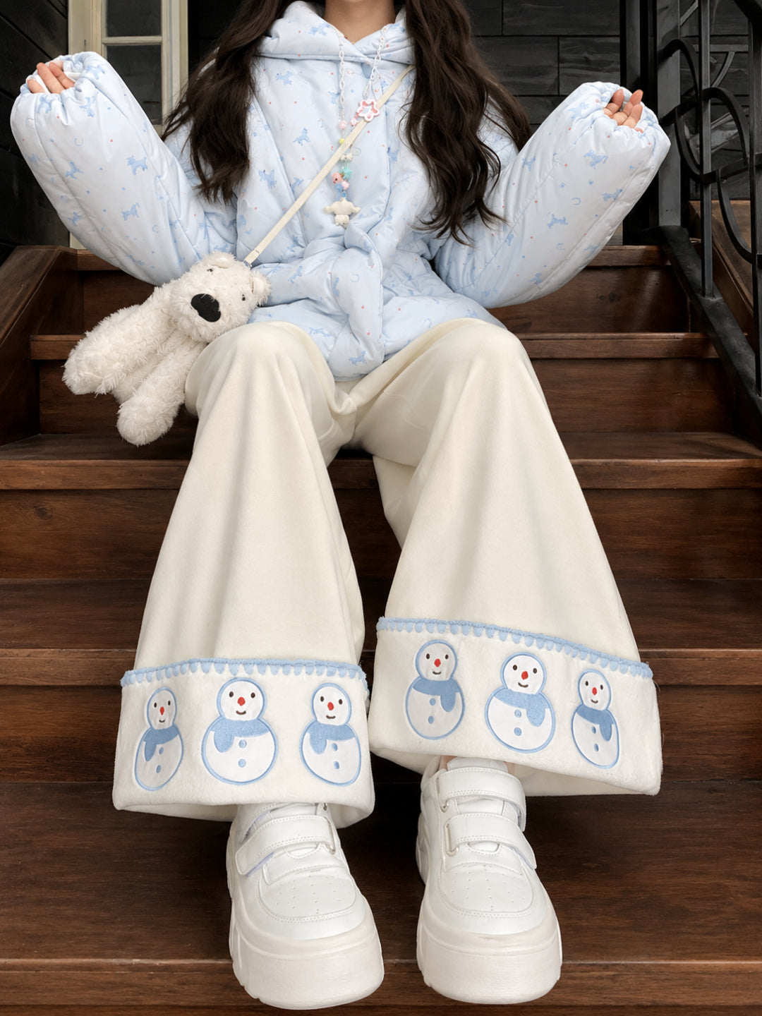 Snowman Cloud Cuff Pants-Bottoms-ntbhshop