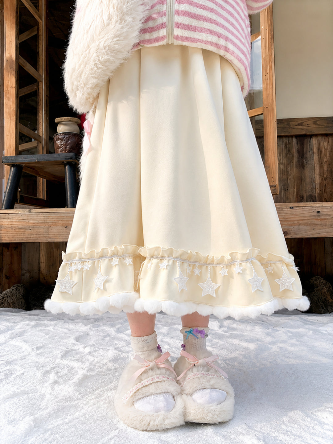Snow Star Fluff Skirt-Bottoms-ntbhshop