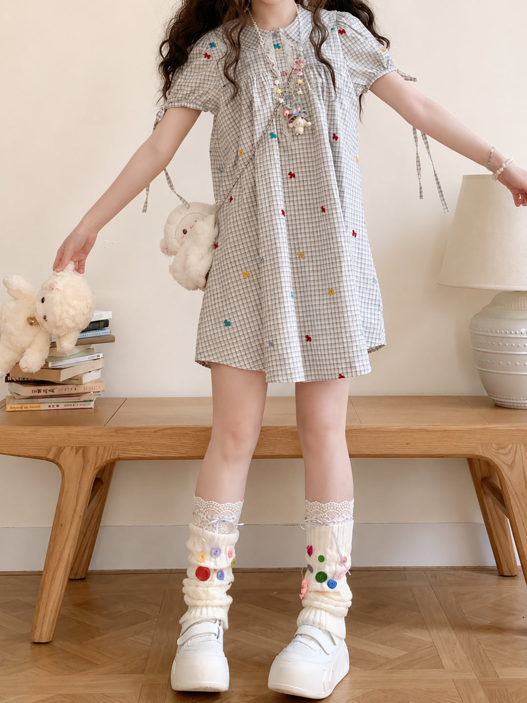 Confetti Bow Gingham Dress-Dresses-ntbhshop
