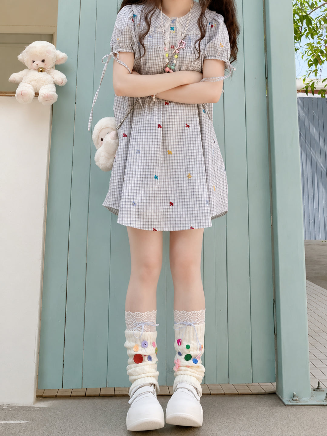 Confetti Bow Gingham Dress-Dresses-ntbhshop