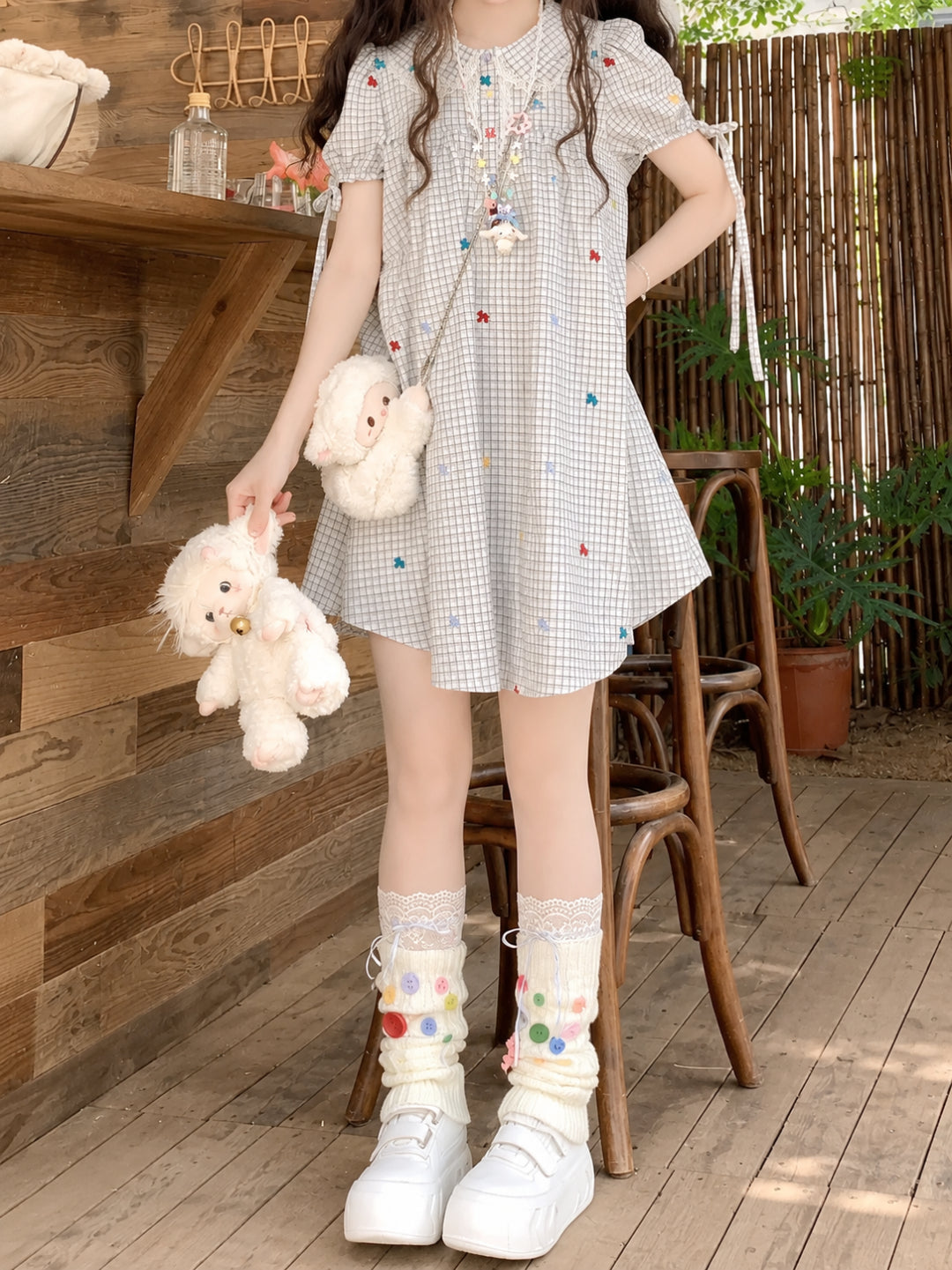 Confetti Bow Gingham Dress-Dresses-ntbhshop