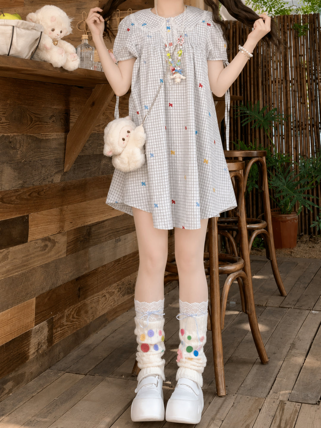 Confetti Bow Gingham Dress-Dresses-ntbhshop