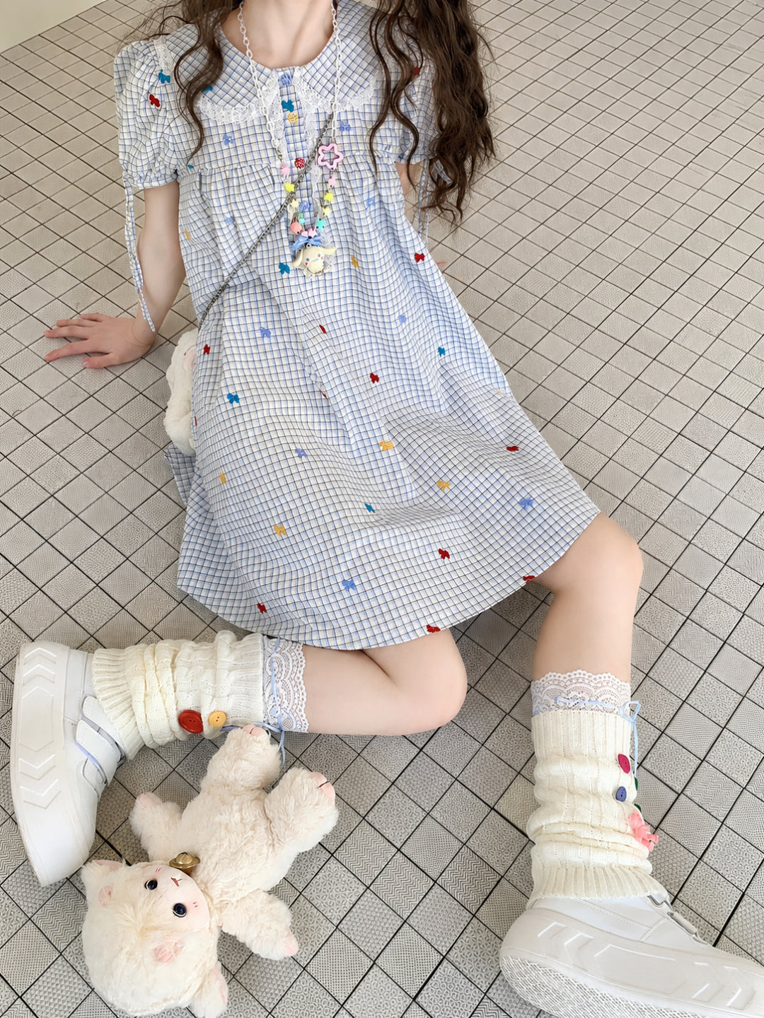 Confetti Bow Gingham Dress-Dresses-ntbhshop