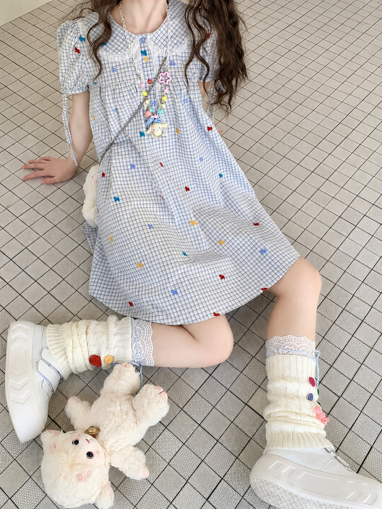 Confetti Bow Gingham Dress-Dresses-ntbhshop