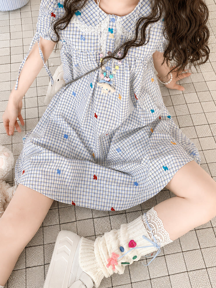 Confetti Bow Gingham Dress-Dresses-ntbhshop