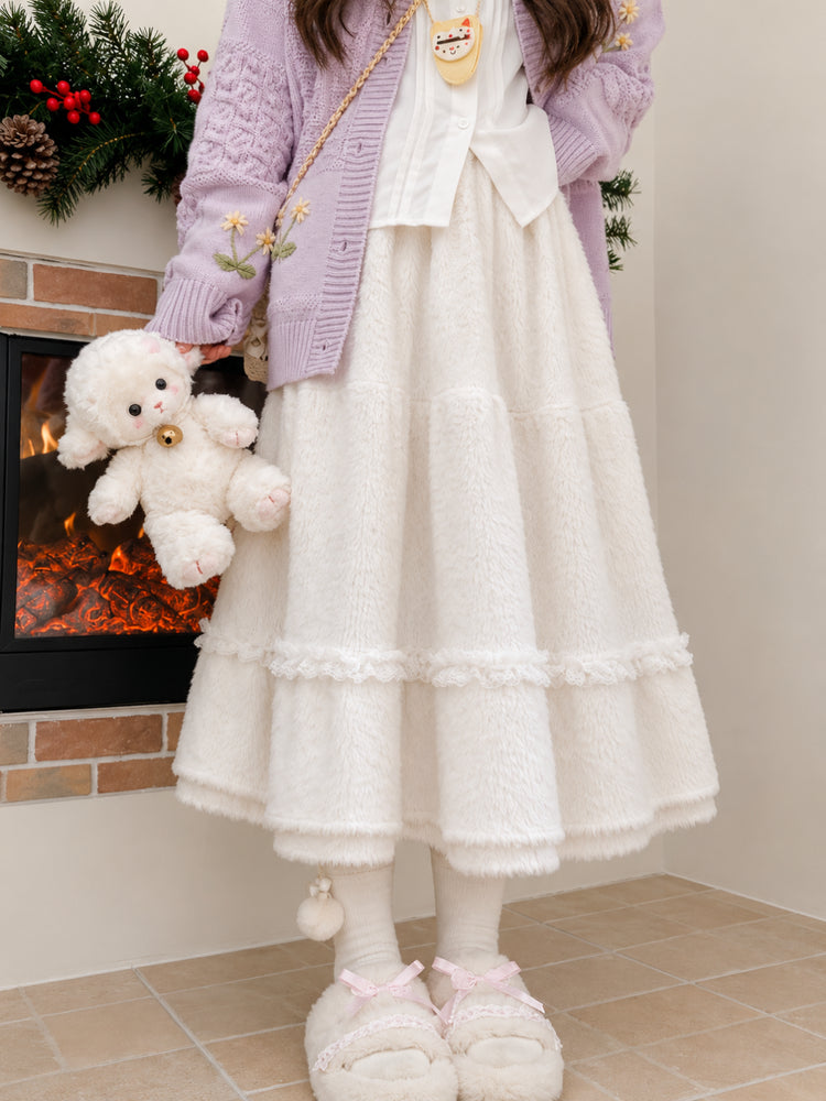 Snowflake Furry Skirts-Bottoms-ntbhshop