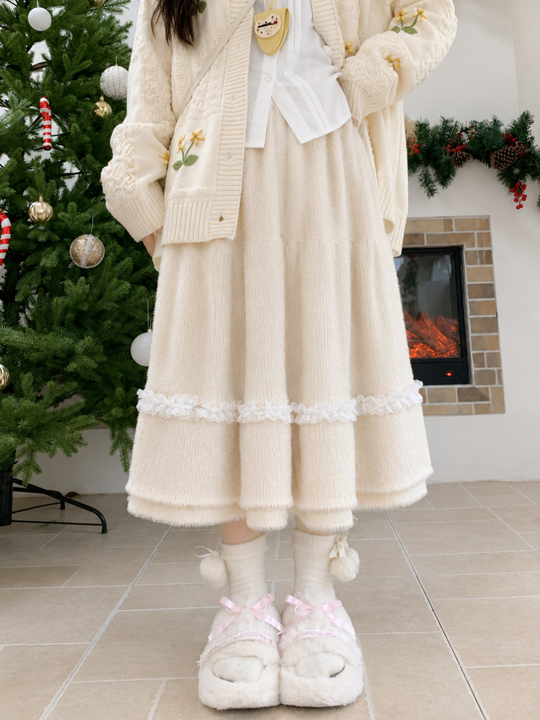 Snowflake Furry Skirts-Bottoms-ntbhshop