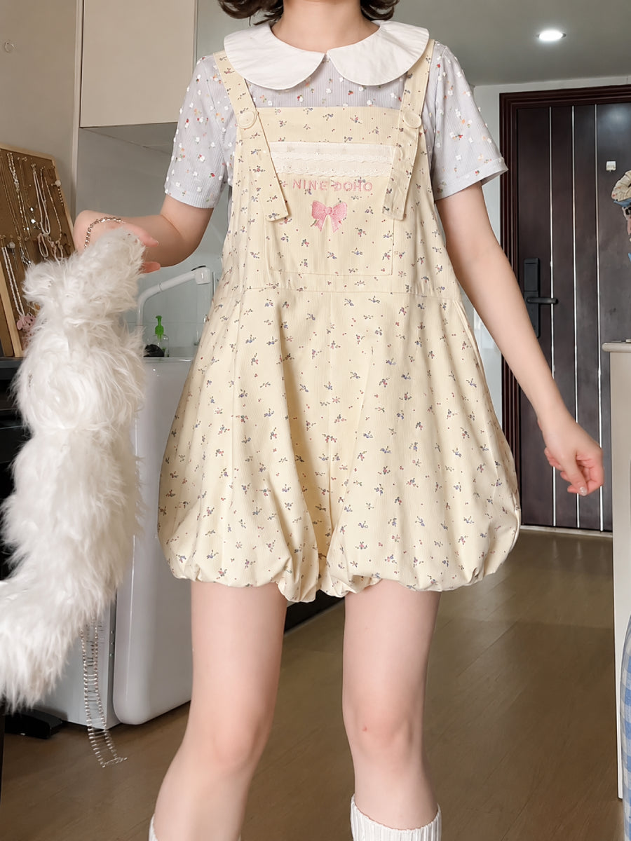 Vanilla Bubble Overall Shorts-Sets-ntbhshop