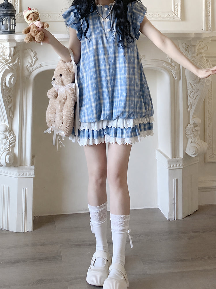 Gingham Bear Doll Dresses-Sets-ntbhshop