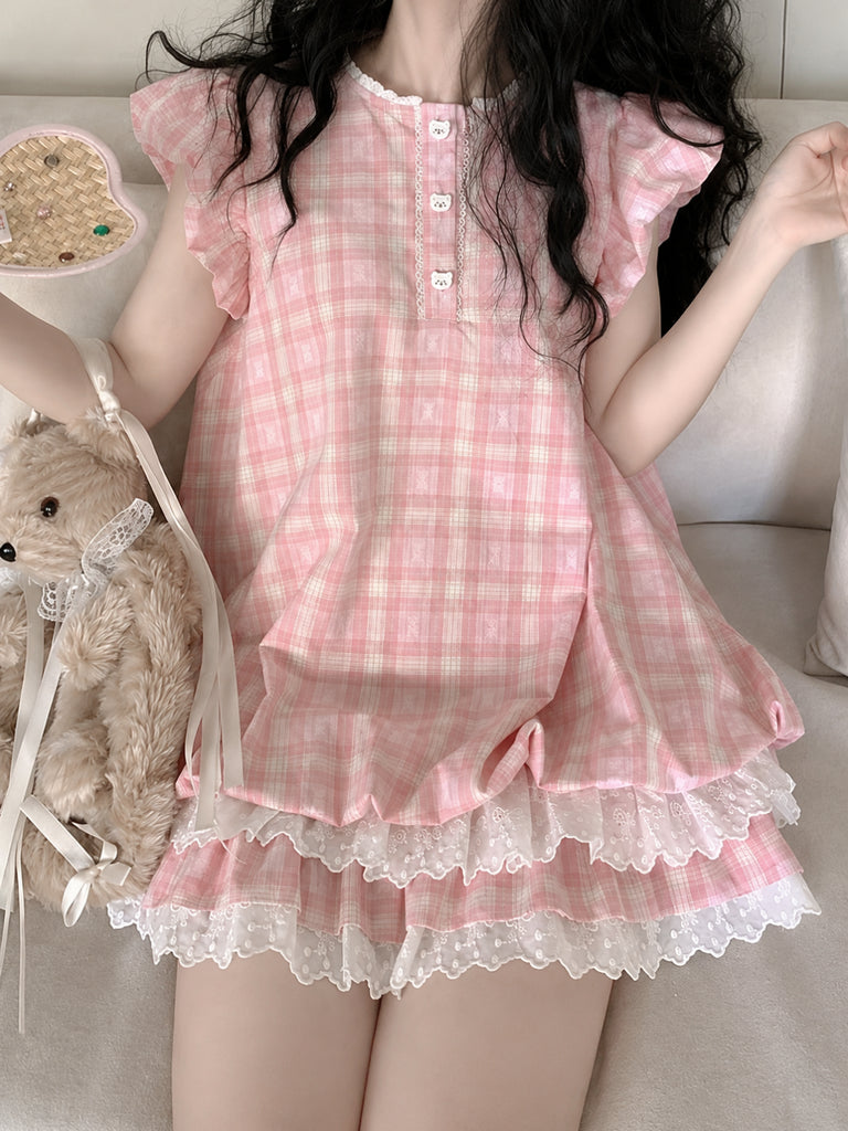 Gingham Bear Doll Dresses - ntbhshop