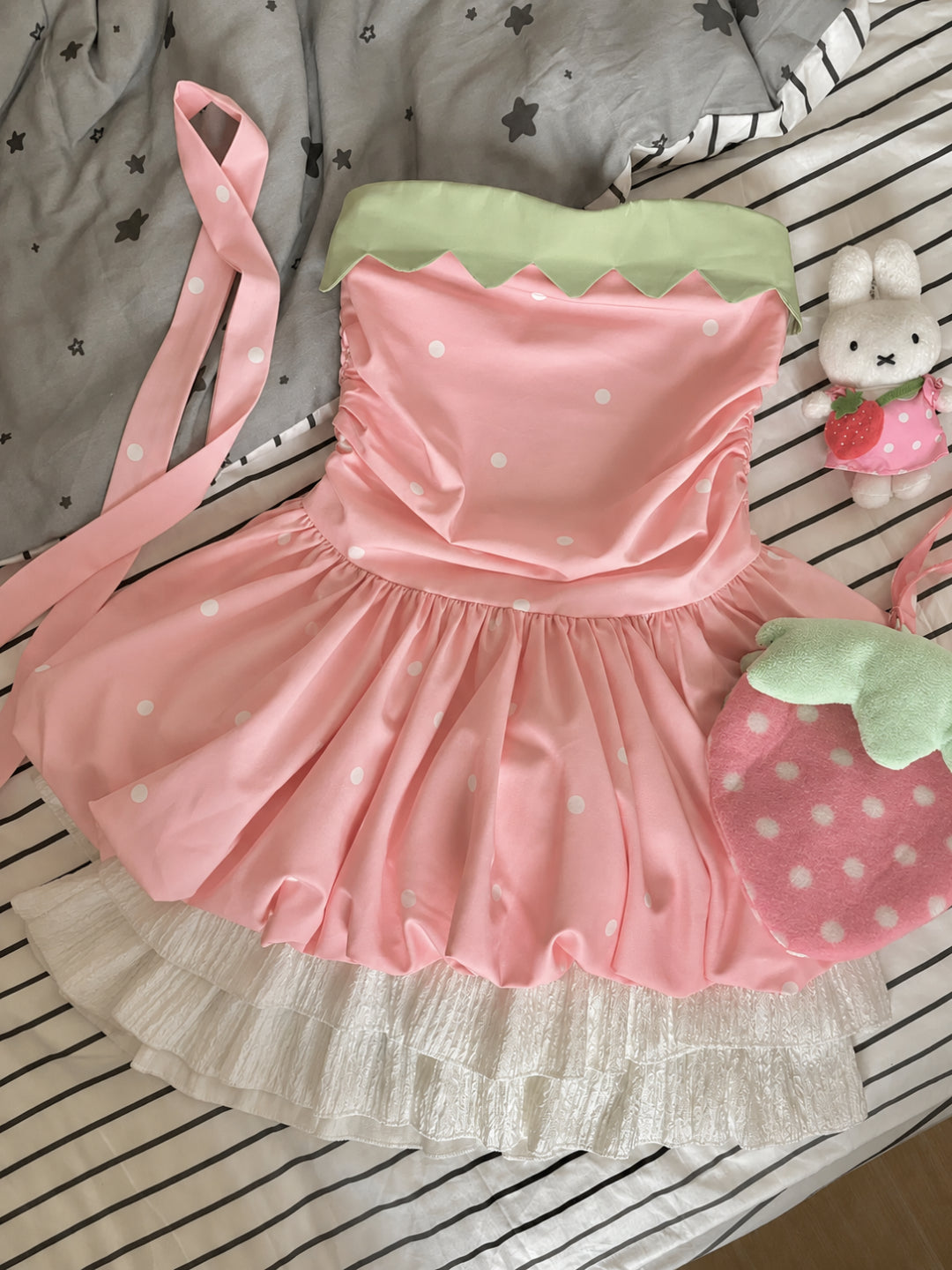Strawberry Diary Bubble Top, Cardigan, & Skirt-Sets-ntbhshop