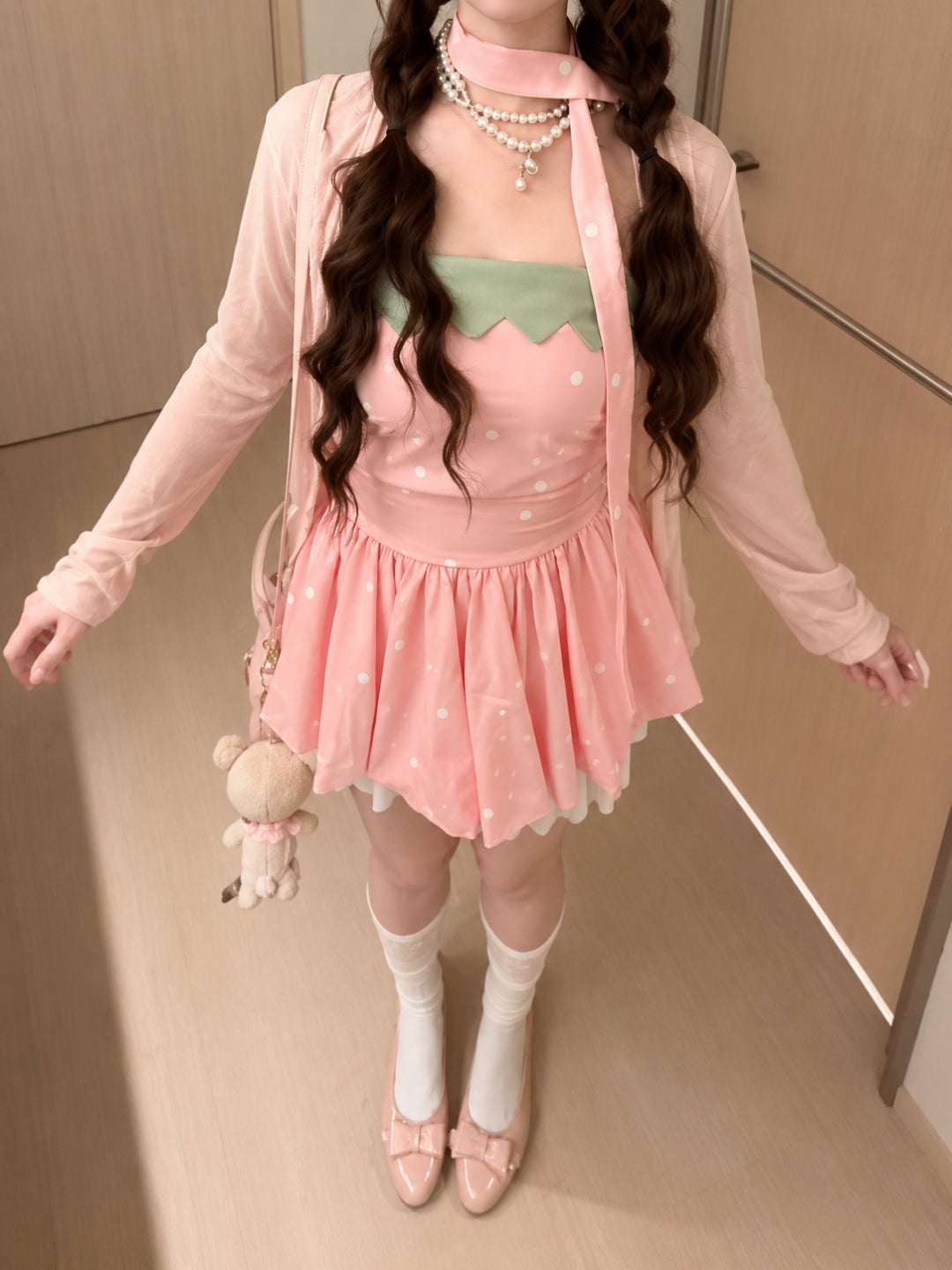 Strawberry Diary Bubble Top, Cardigan, & Skirt-Sets-ntbhshop