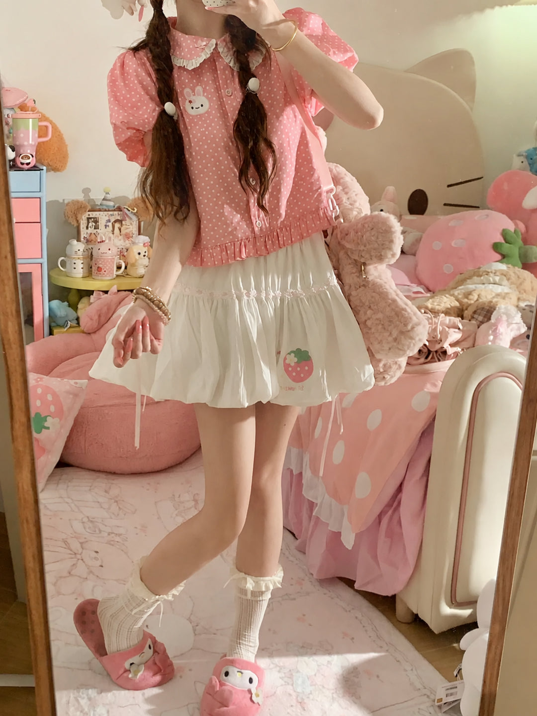Strawberry Diary Bubble Skirt-Bottoms-ntbhshop