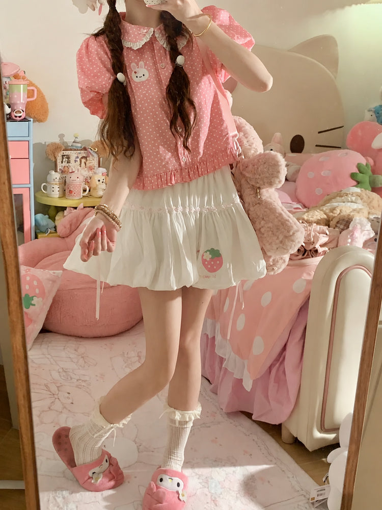 Strawberry Diary Bubble Skirt-Bottoms-ntbhshop
