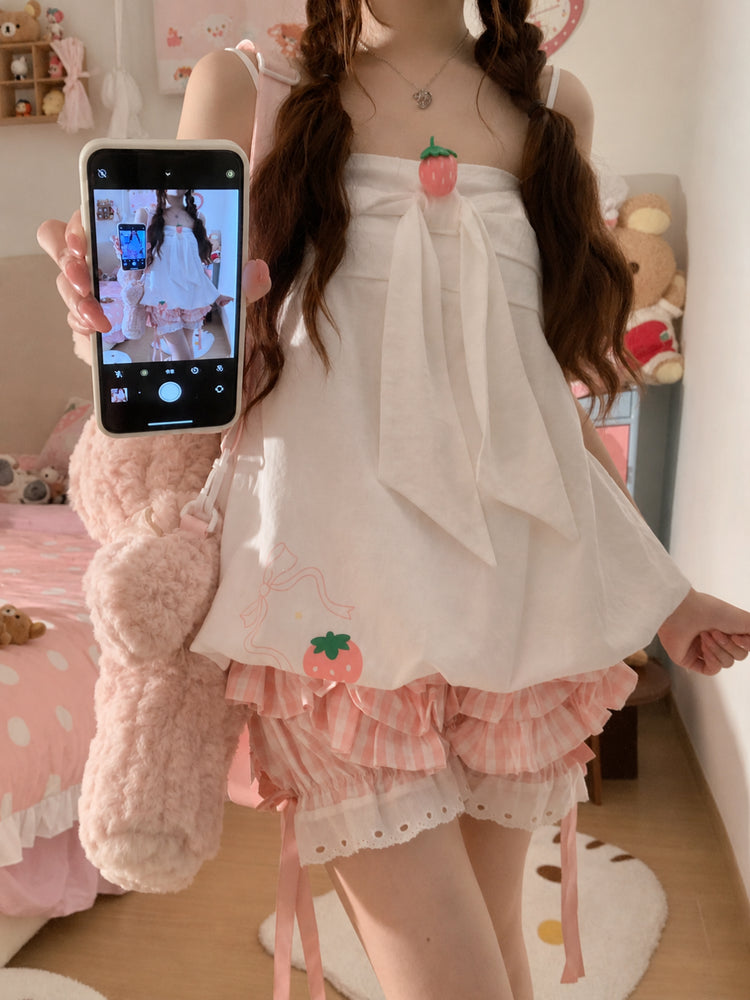 Strawberry Diary Bubble Top & Pettipants-Sets-ntbhshop