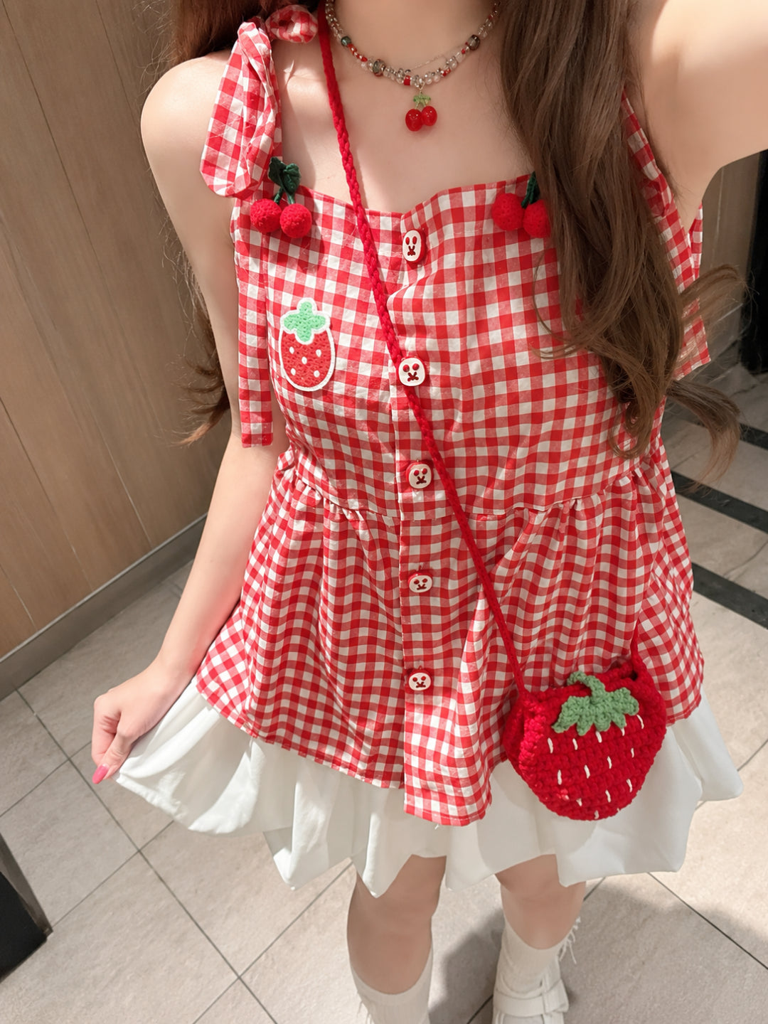 Strawberry Diary Top & Bubble Skirt-Sets-ntbhshop
