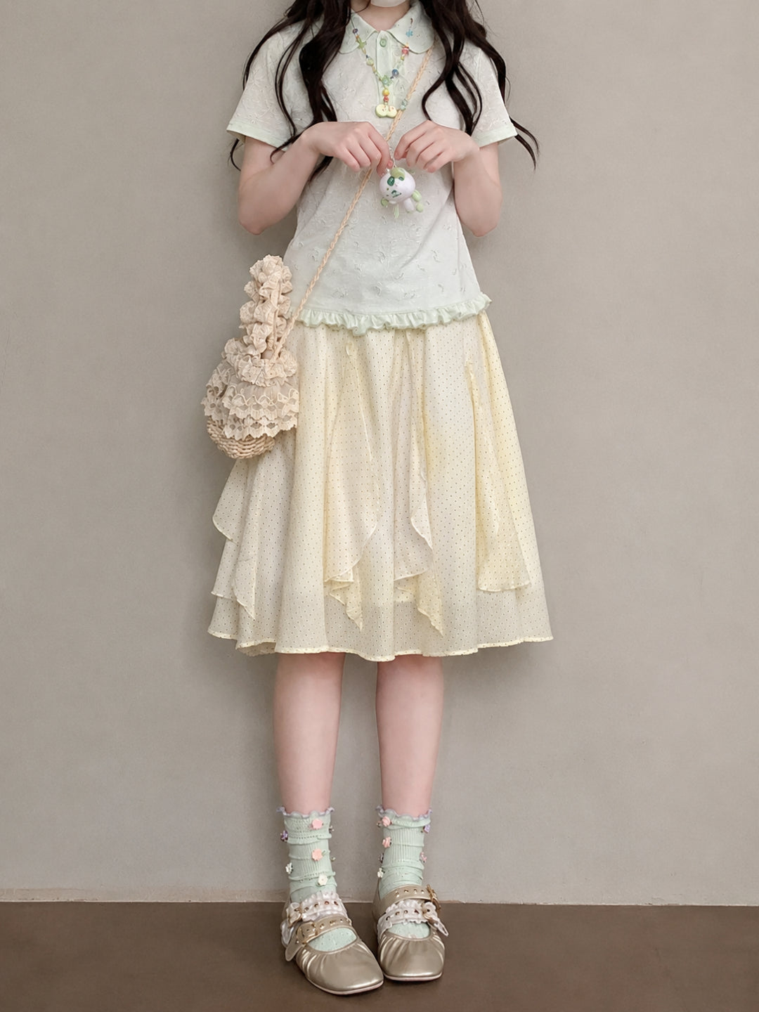 Dot Bloom Layer Skirts-Bottoms-ntbhshop