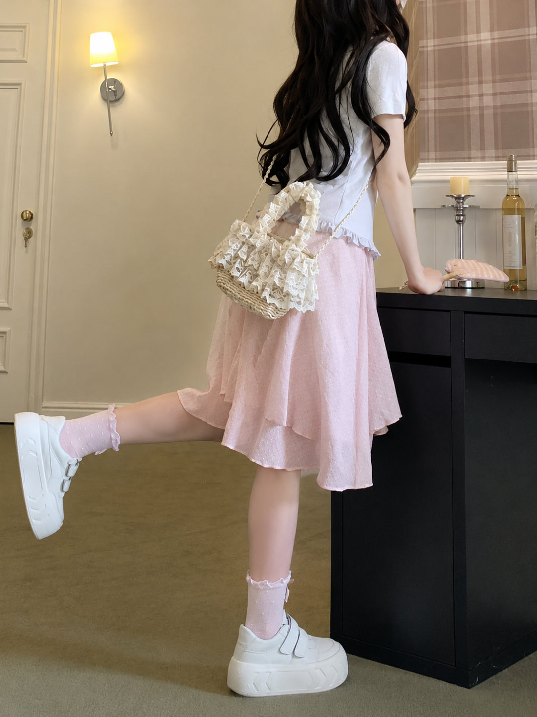 Dot Bloom Layer Skirts-Bottoms-ntbhshop