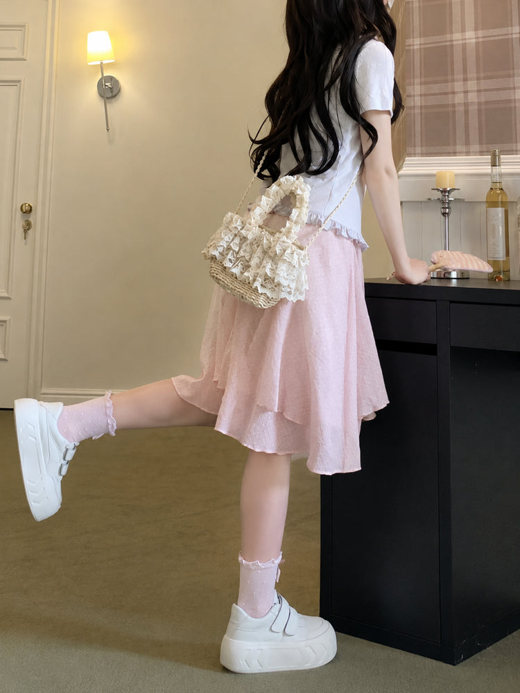 Dot Bloom Layer Skirts-Bottoms-ntbhshop