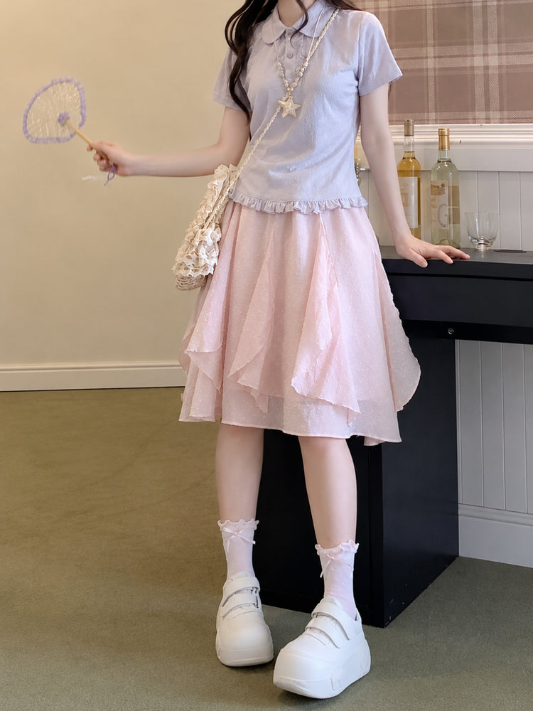 Dot Bloom Layer Skirts-Bottoms-ntbhshop