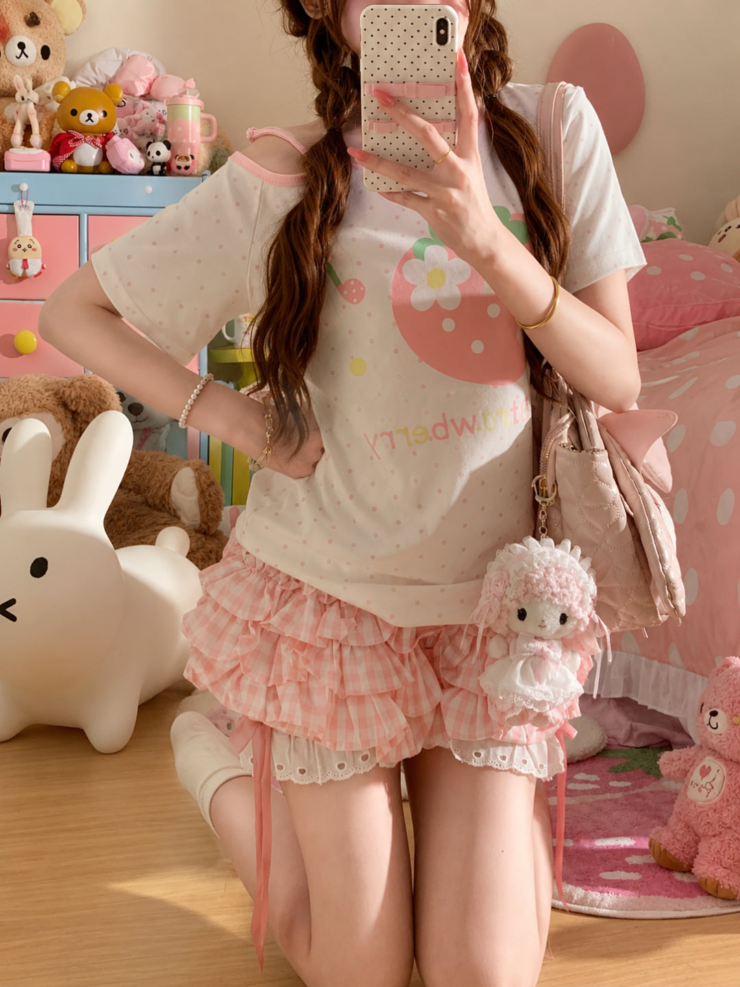 Strawberry Diary Off-Shoulder Tops-Tops-ntbhshop
