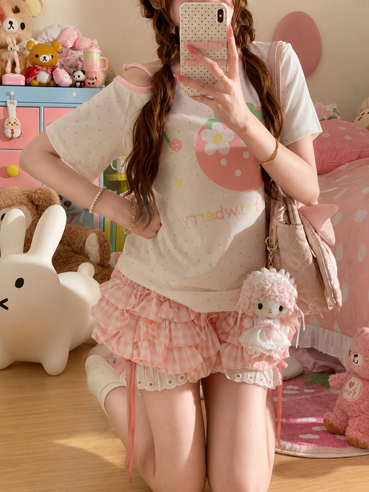 Strawberry Diary Off-Shoulder Tops-Tops-ntbhshop