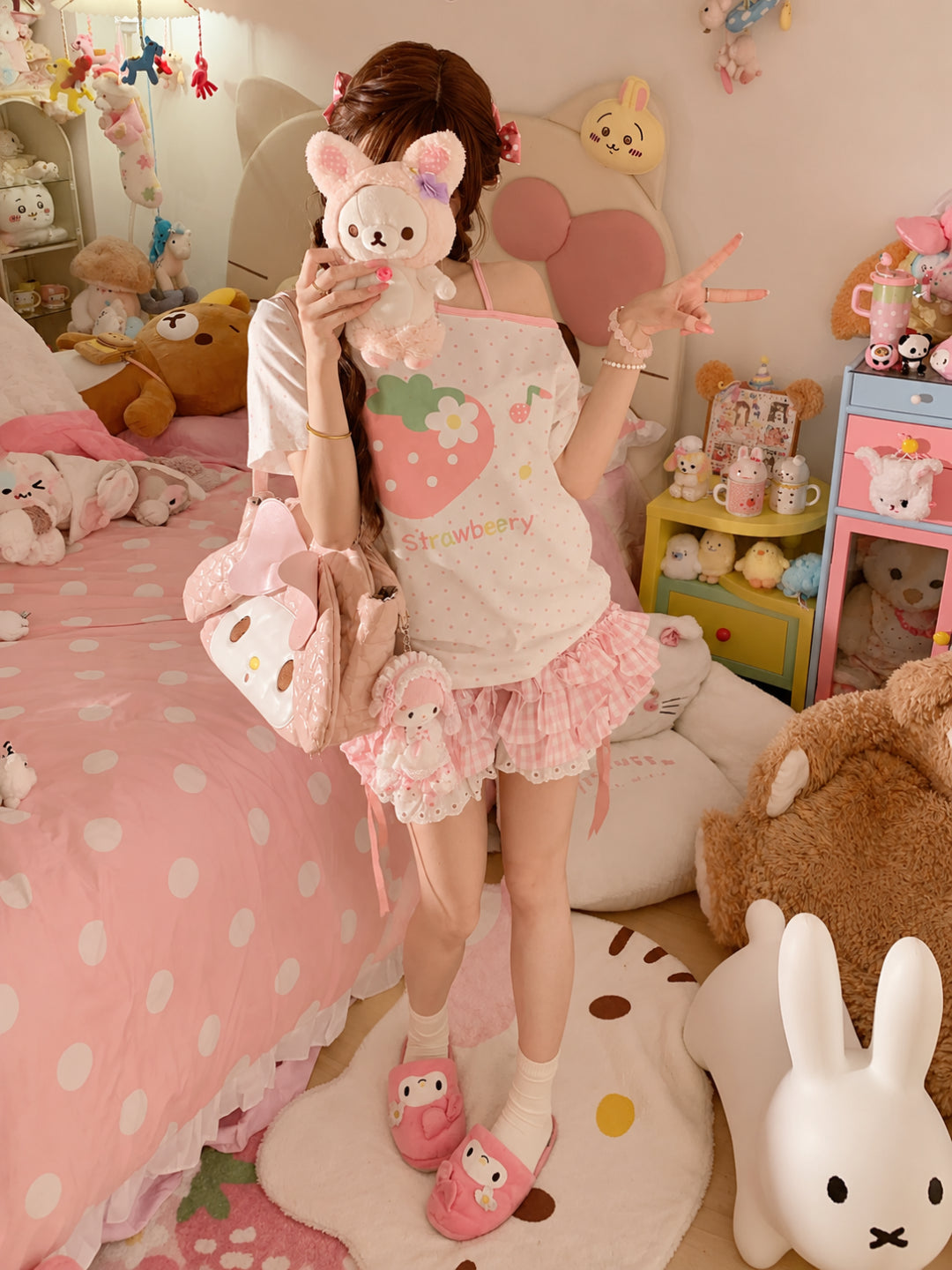 Strawberry Diary Off-Shoulder Tops-Tops-ntbhshop