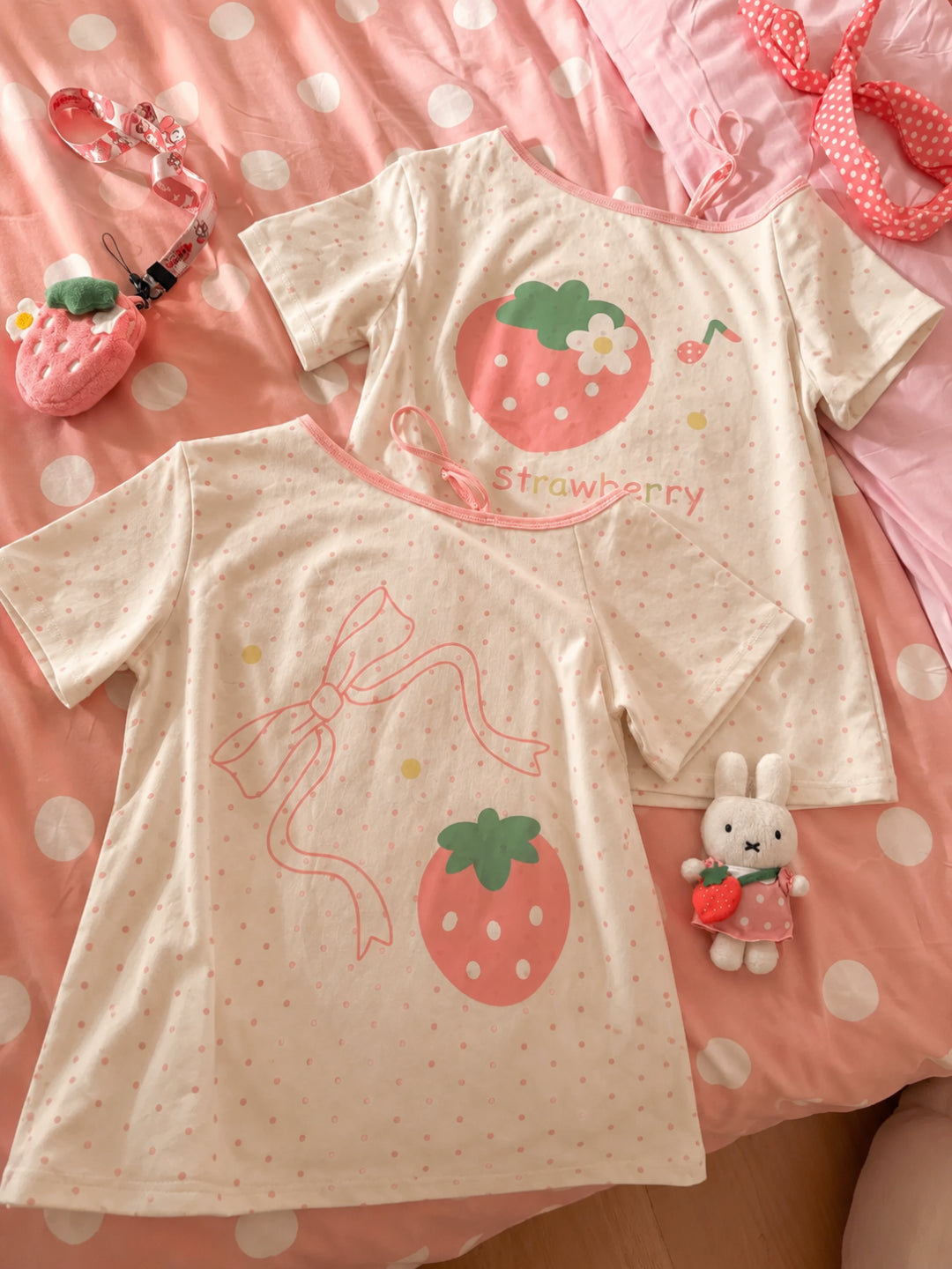 Strawberry Diary Off-Shoulder Tops-Tops-ntbhshop