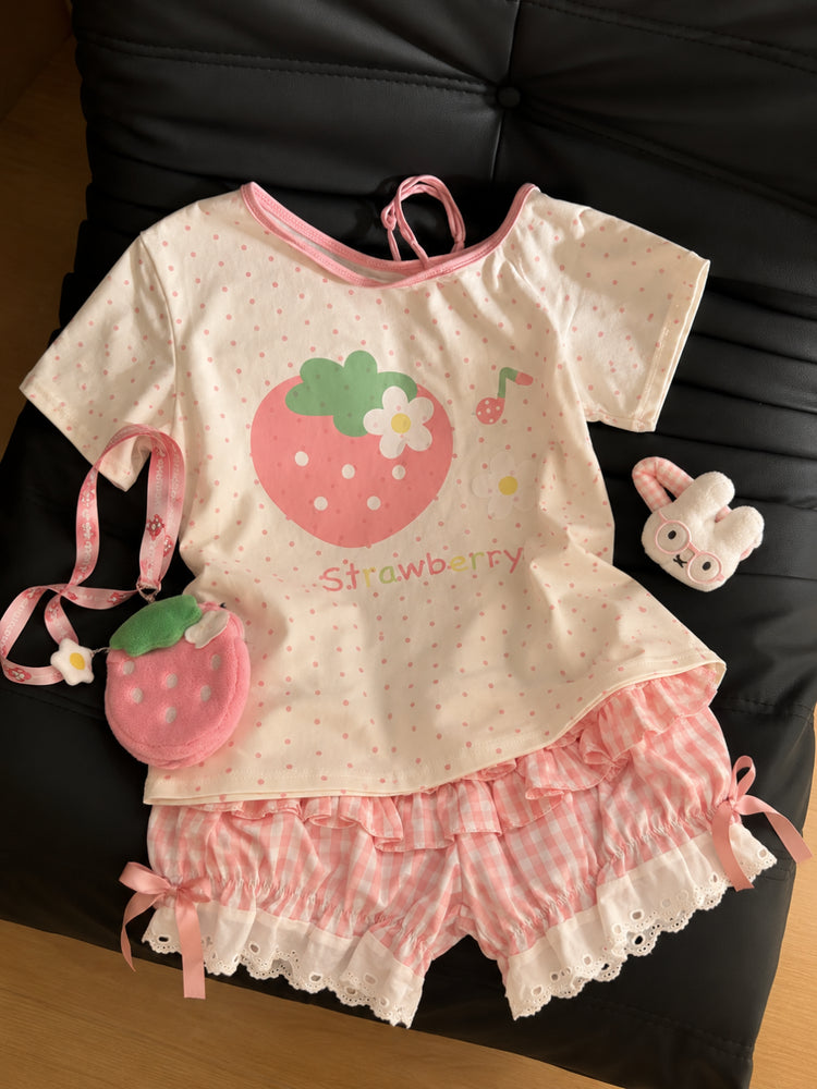 Strawberry Diary Off-Shoulder Tops-Tops-ntbhshop