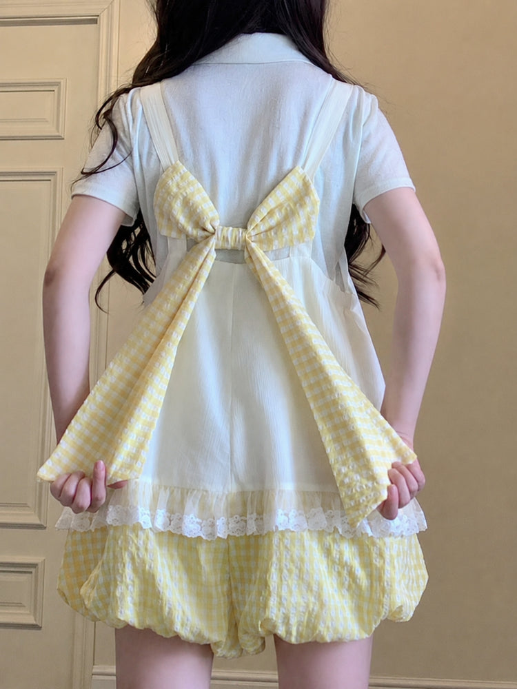 Berry Bloom Gingham Overall Shorts-Bottoms-ntbhshop
