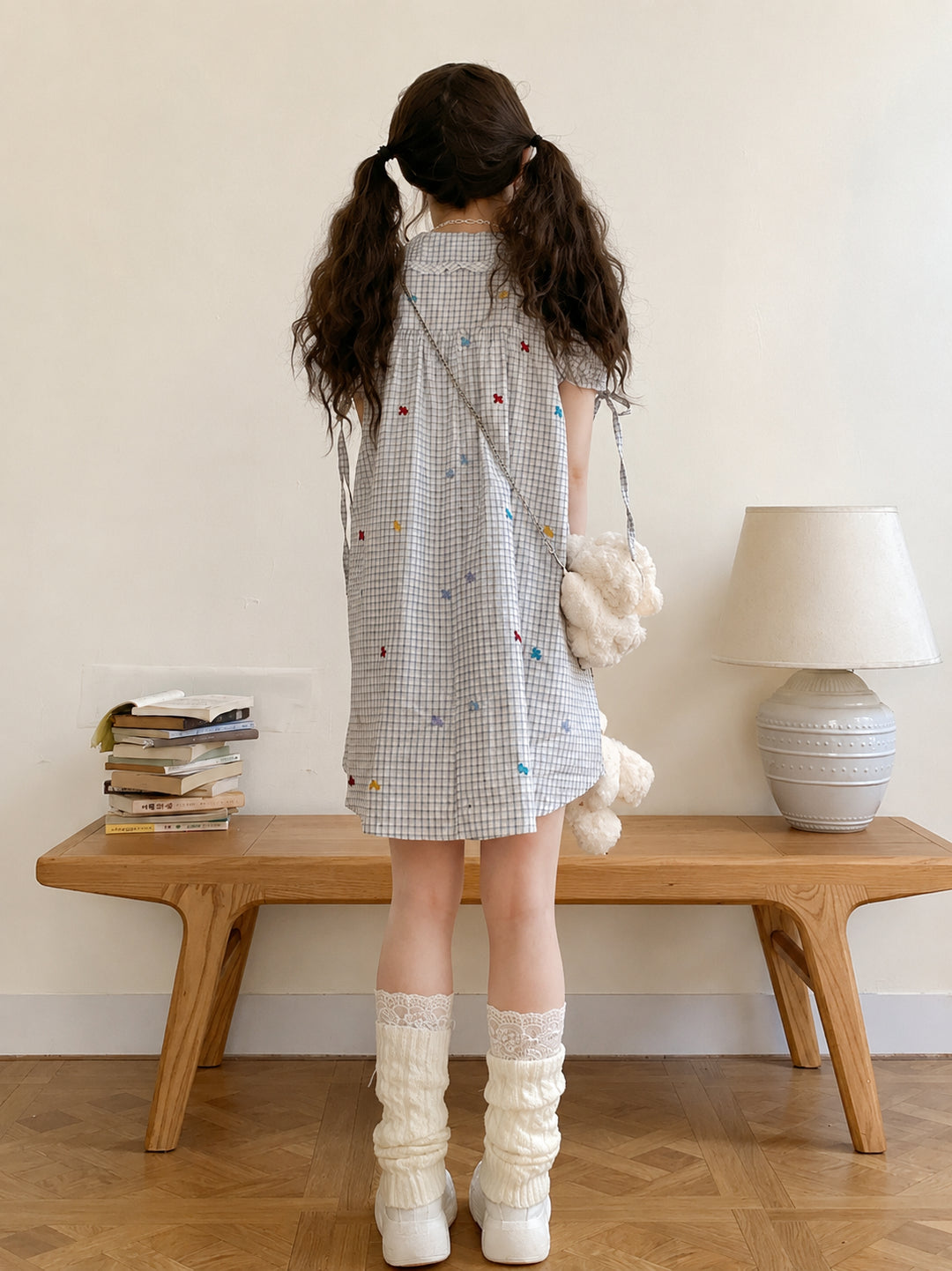 Confetti Bow Gingham Dress-Dresses-ntbhshop
