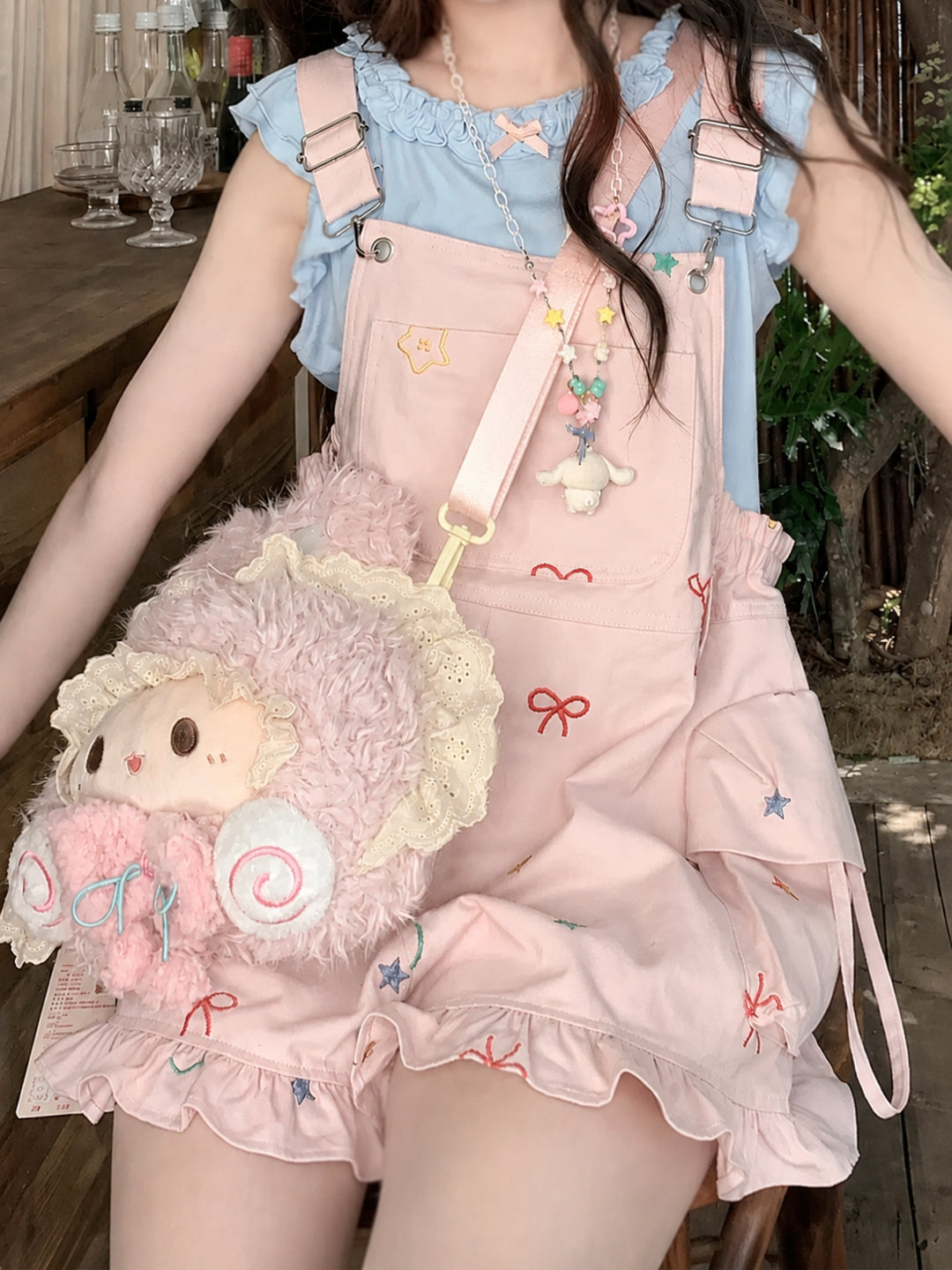 Candy Star Overall Shorts-Bottoms-ntbhshop