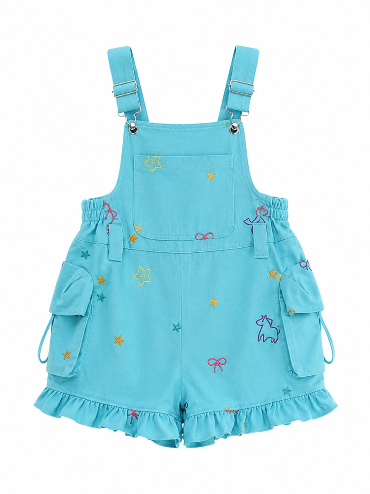 Candy Star Overall Shorts-Bottoms-ntbhshop