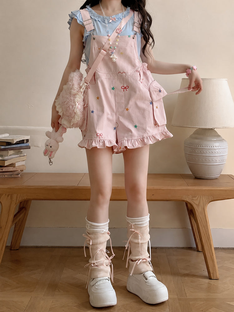 Candy Star Overall Shorts-Bottoms-ntbhshop